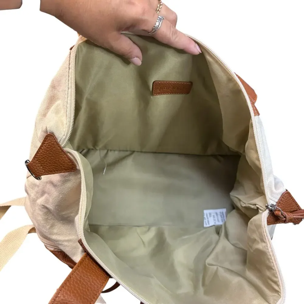 Graf Lantz Canvas & Leather Work + Travel‎ Bag | Cream Tan Carryall Crossbody